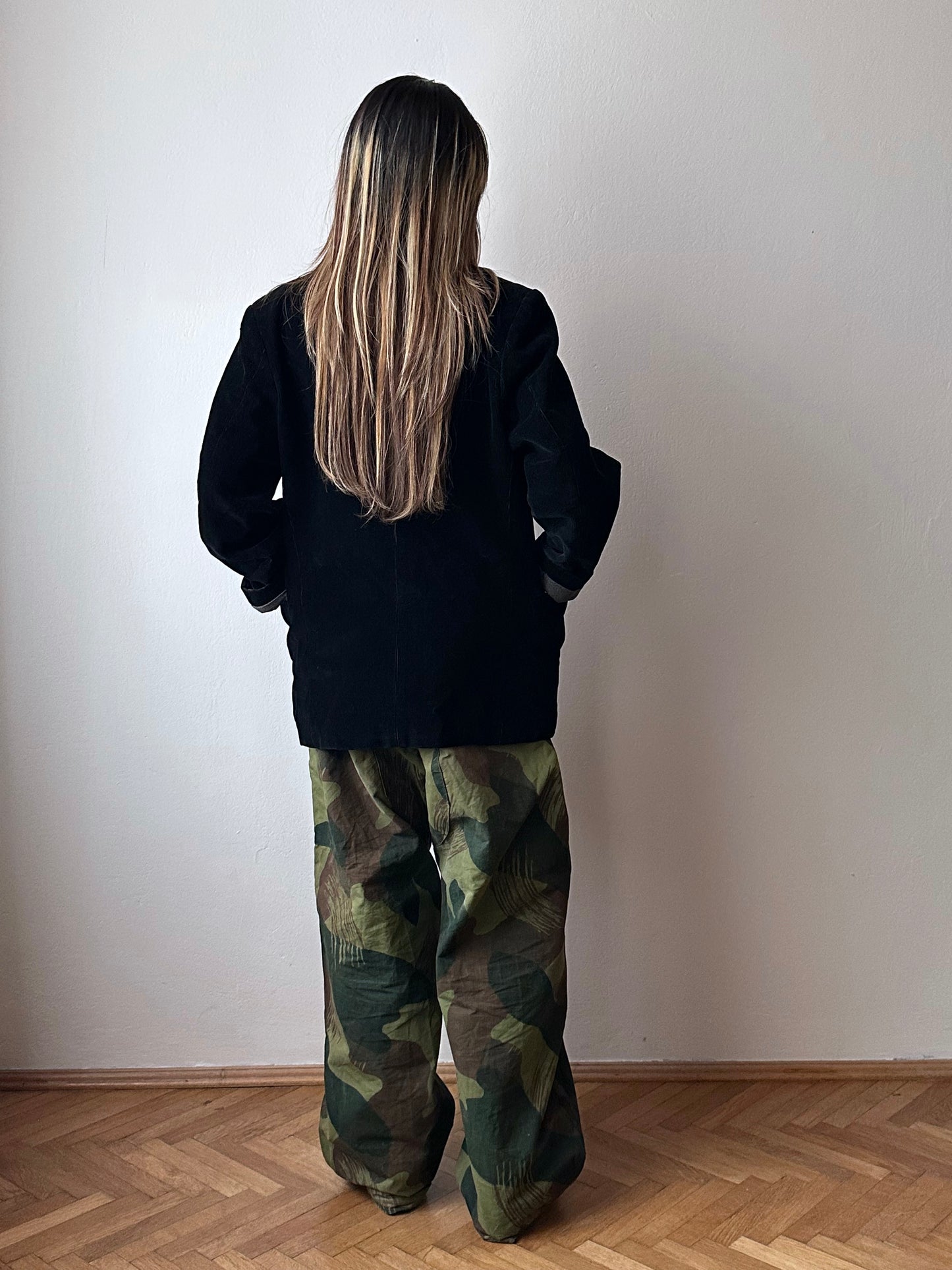 1950s French black corduroy tailored jacket