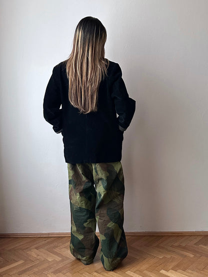 1950s French black corduroy tailored jacket