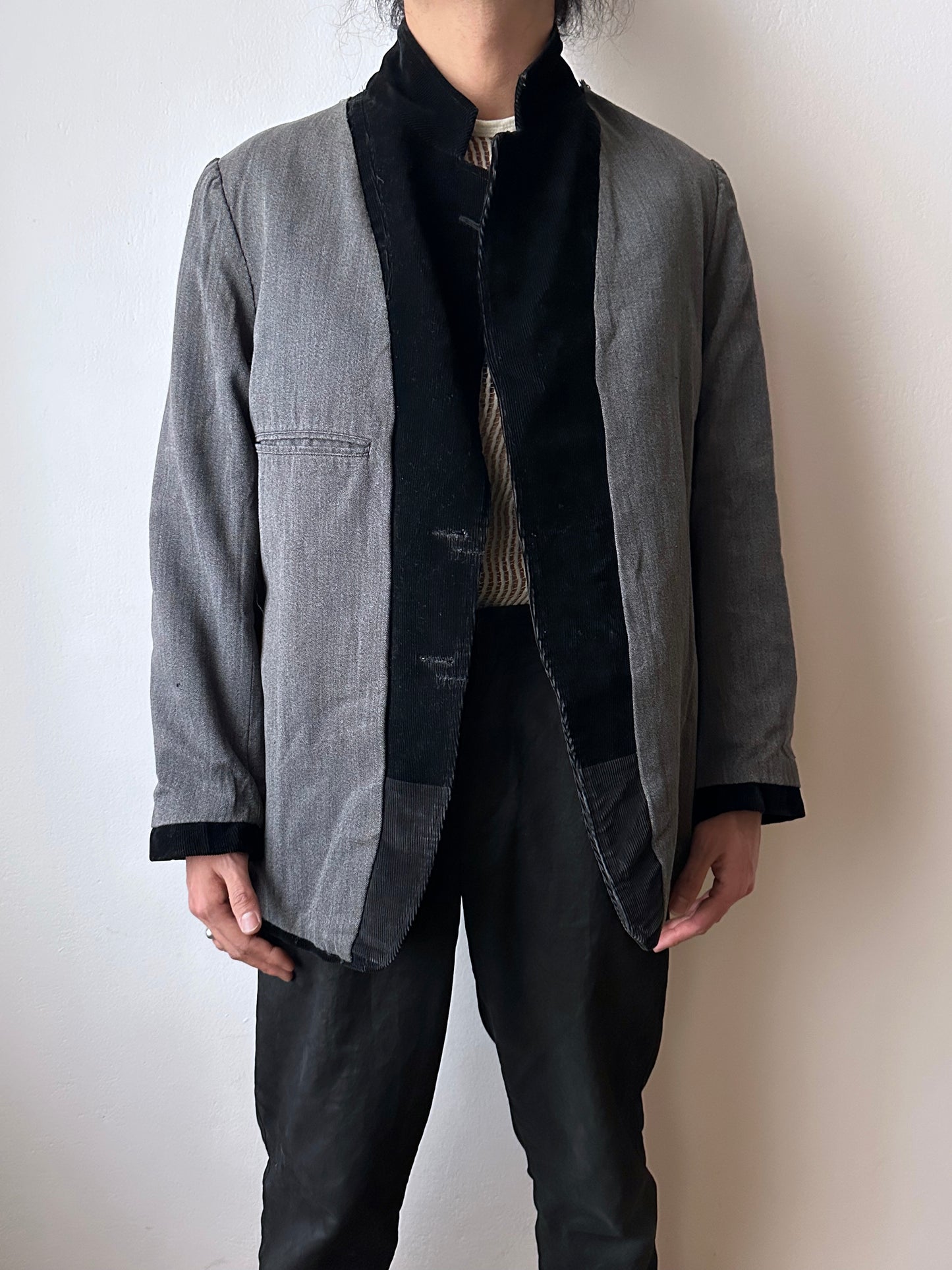 1950s French black corduroy tailored jacket