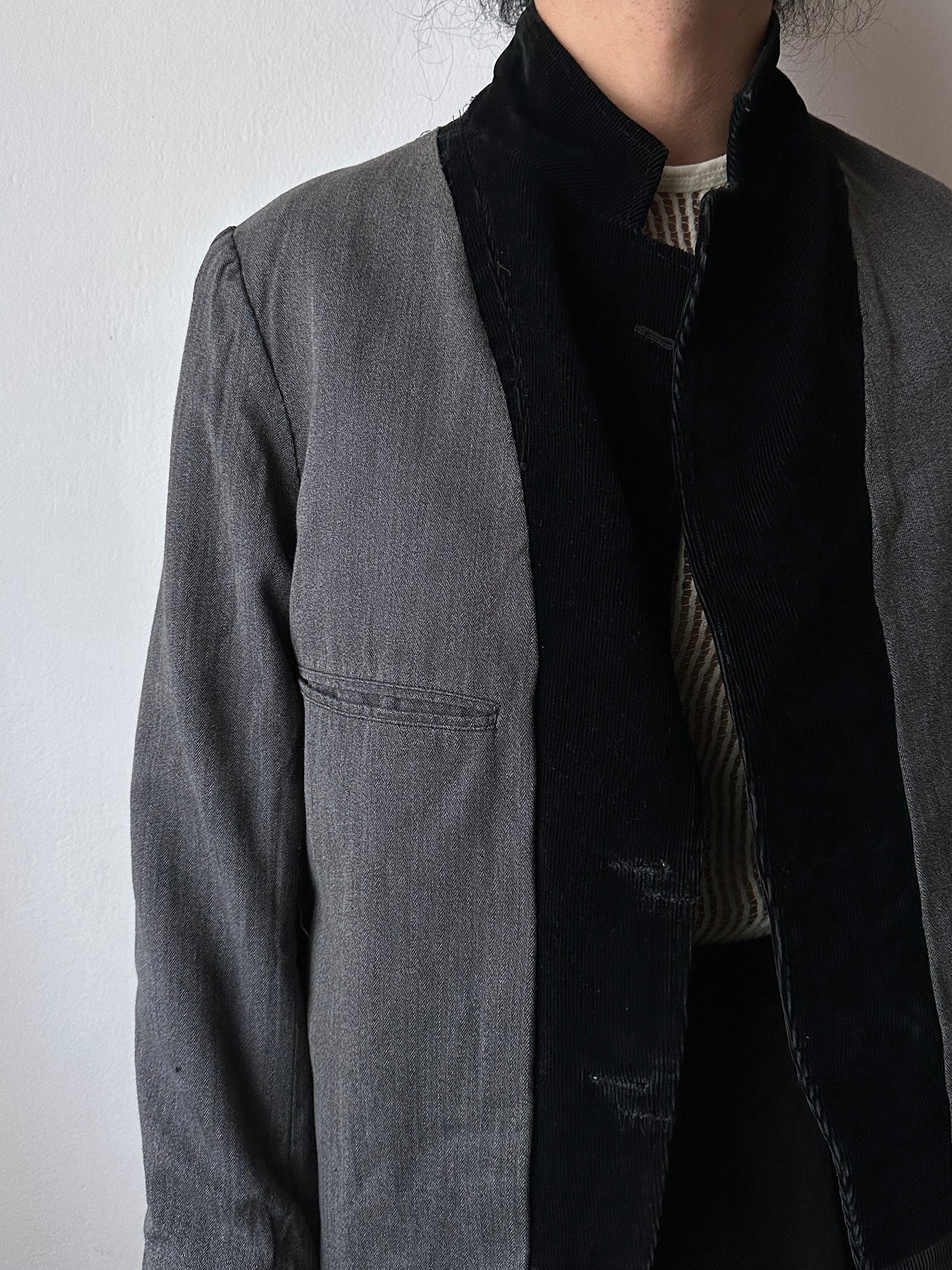 1950s French black corduroy tailored jacket