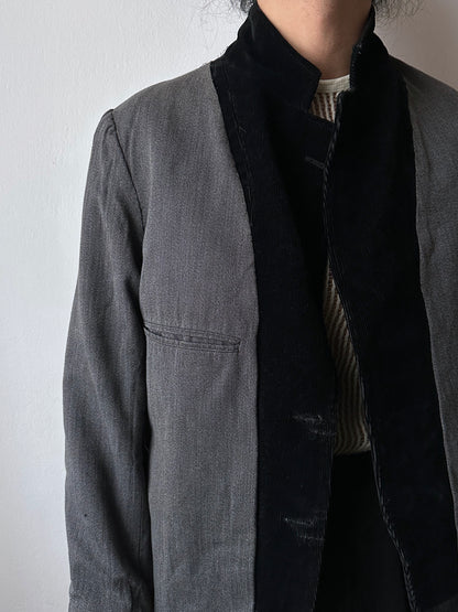 1950s French black corduroy tailored jacket