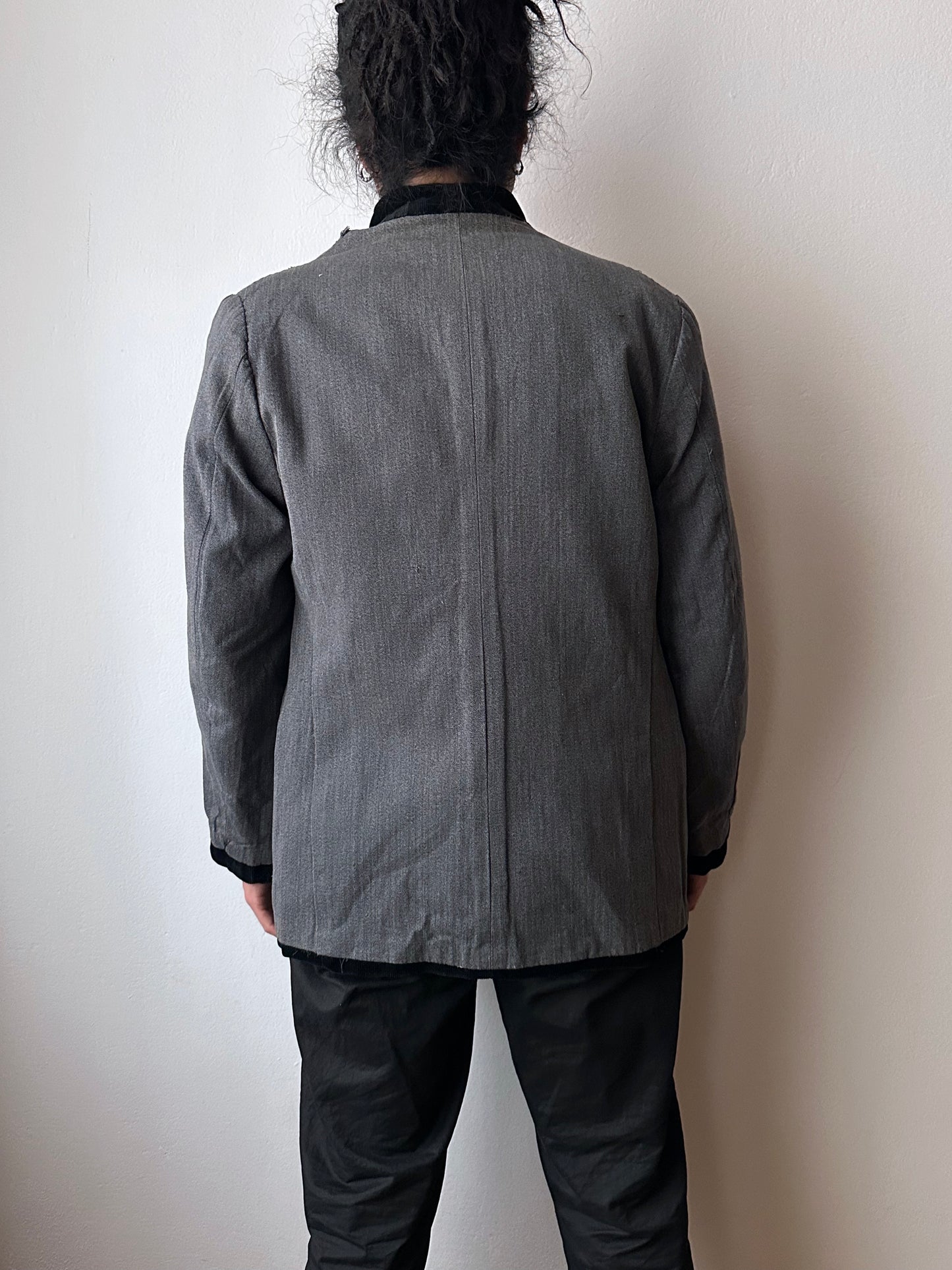 1950s French black corduroy tailored jacket