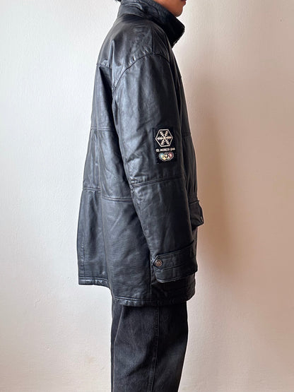 90s Adidas Olympic centennial collection Leather coat