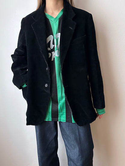 1950s French black corduroy tailored jacket