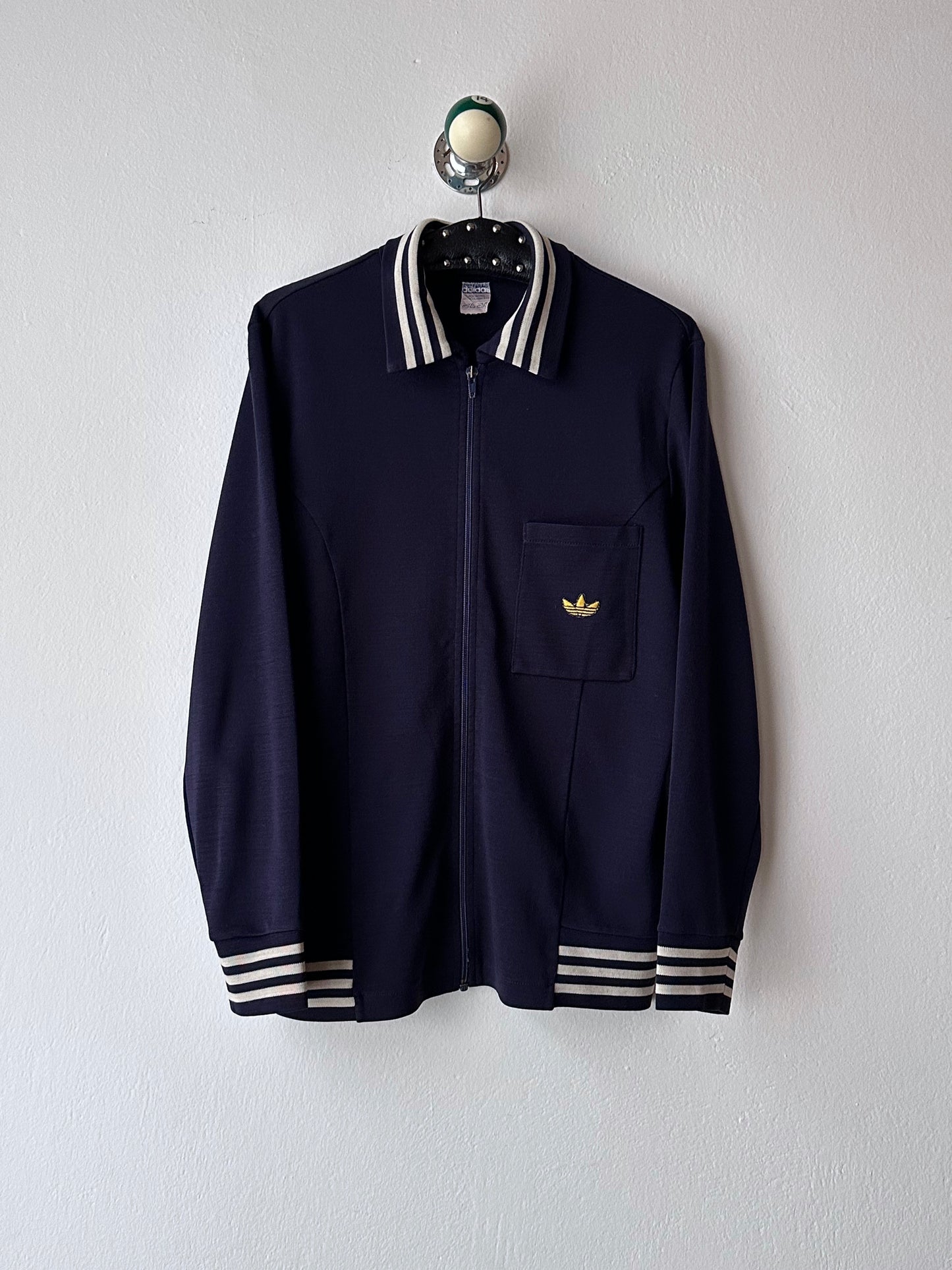 1970's Adidas Schwahn jacket 70年代 アディダス Navy 紺色 Made in West germany 西ドイツ製 Toto Praha Vintage clothing store Antique shop Prague 古着屋 アンティークショップ プラハ ユーロ古着  ヨーロッパ古着 古着卸 showroom ショールーム 予約制