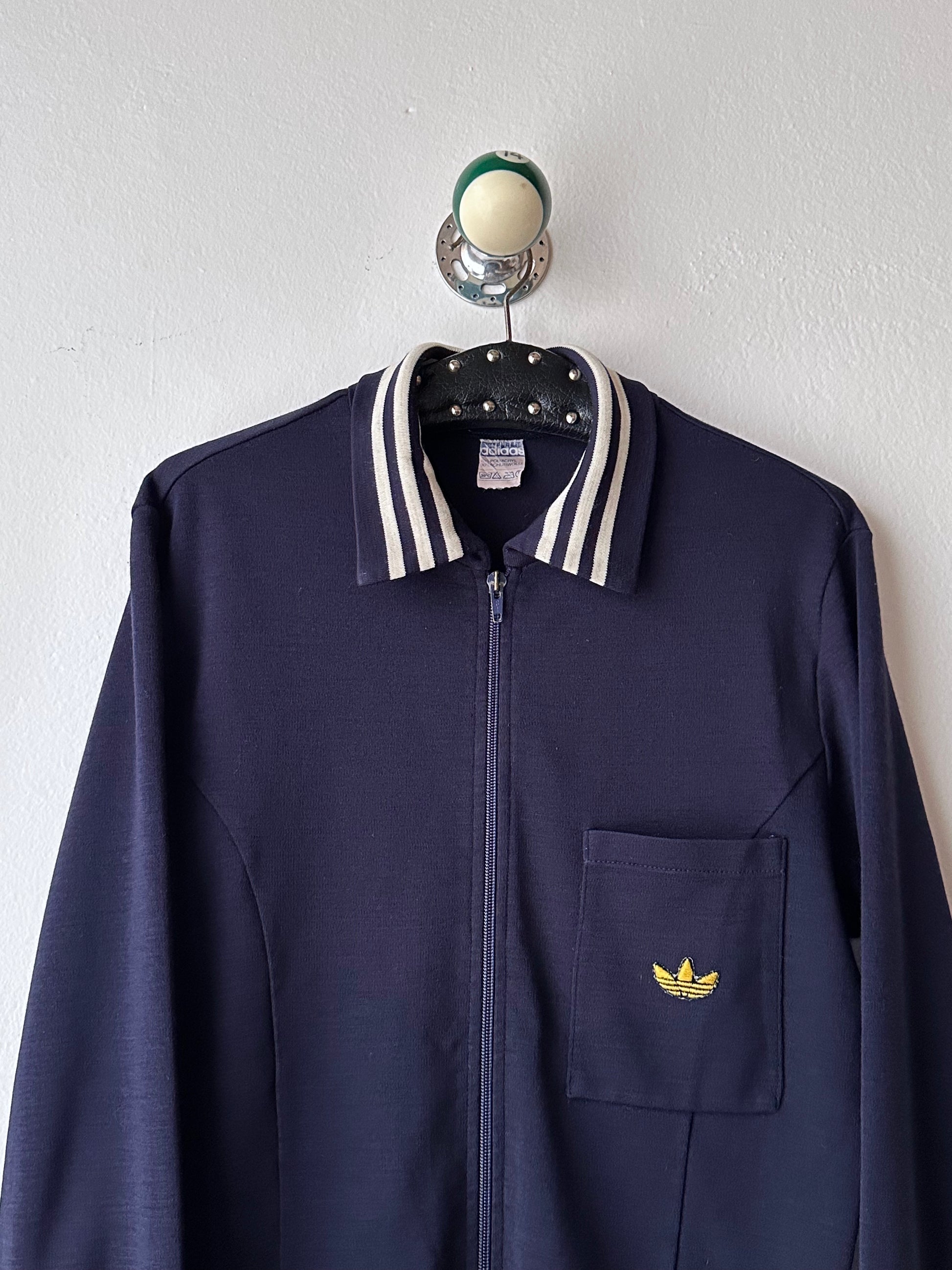 1970's Adidas Schwahn jacket 70年代 アディダス Navy 紺色 Made in West germany 西ドイツ製 Toto Praha Vintage clothing store Antique shop Prague 古着屋 アンティークショップ プラハ ユーロ古着  ヨーロッパ古着 古着卸 showroom ショールーム 予約制