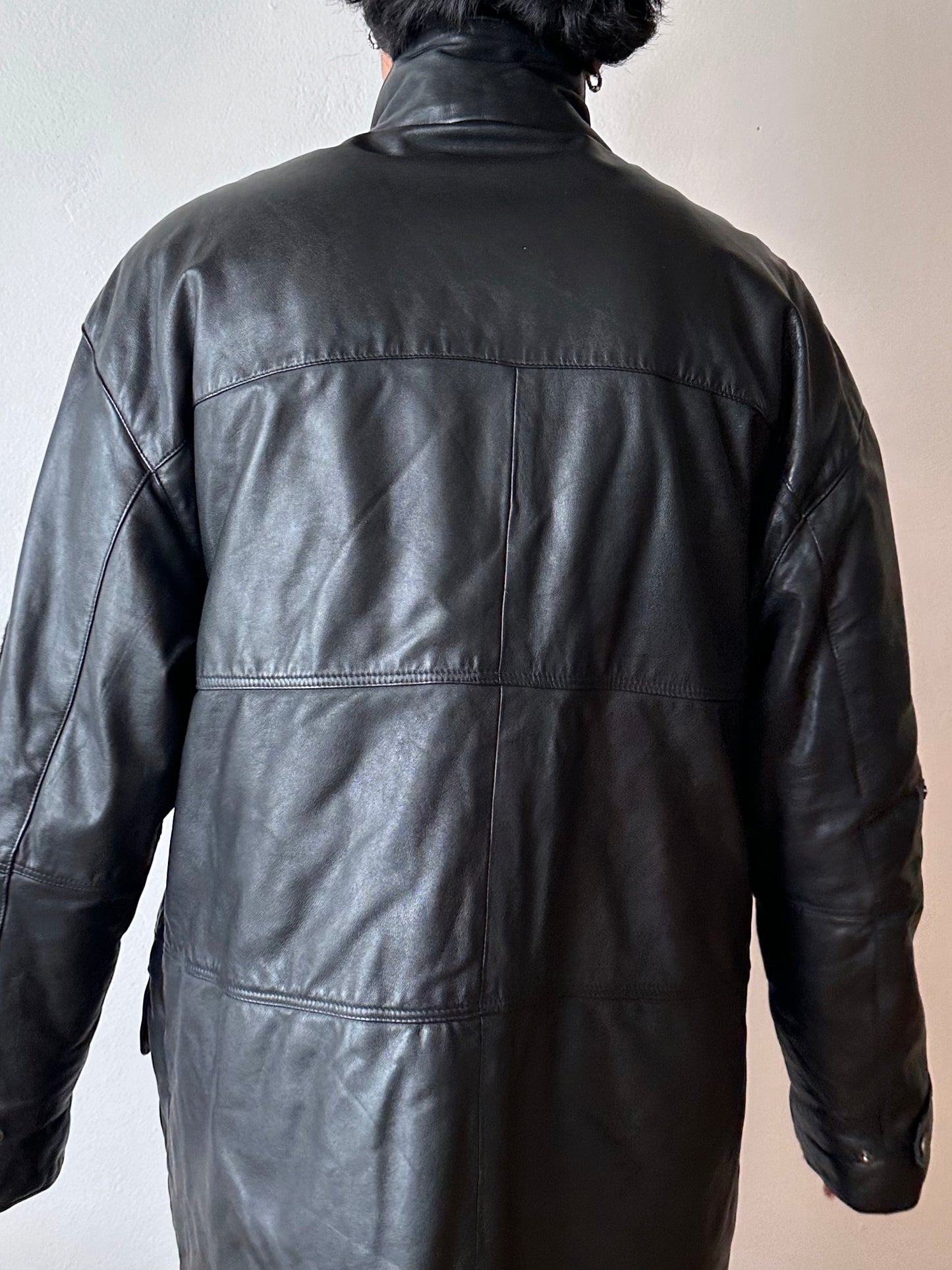 90s Adidas Olympic centennial collection Leather coat