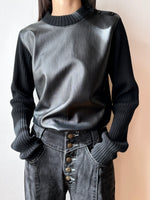 Italy leather and merino wool sweater