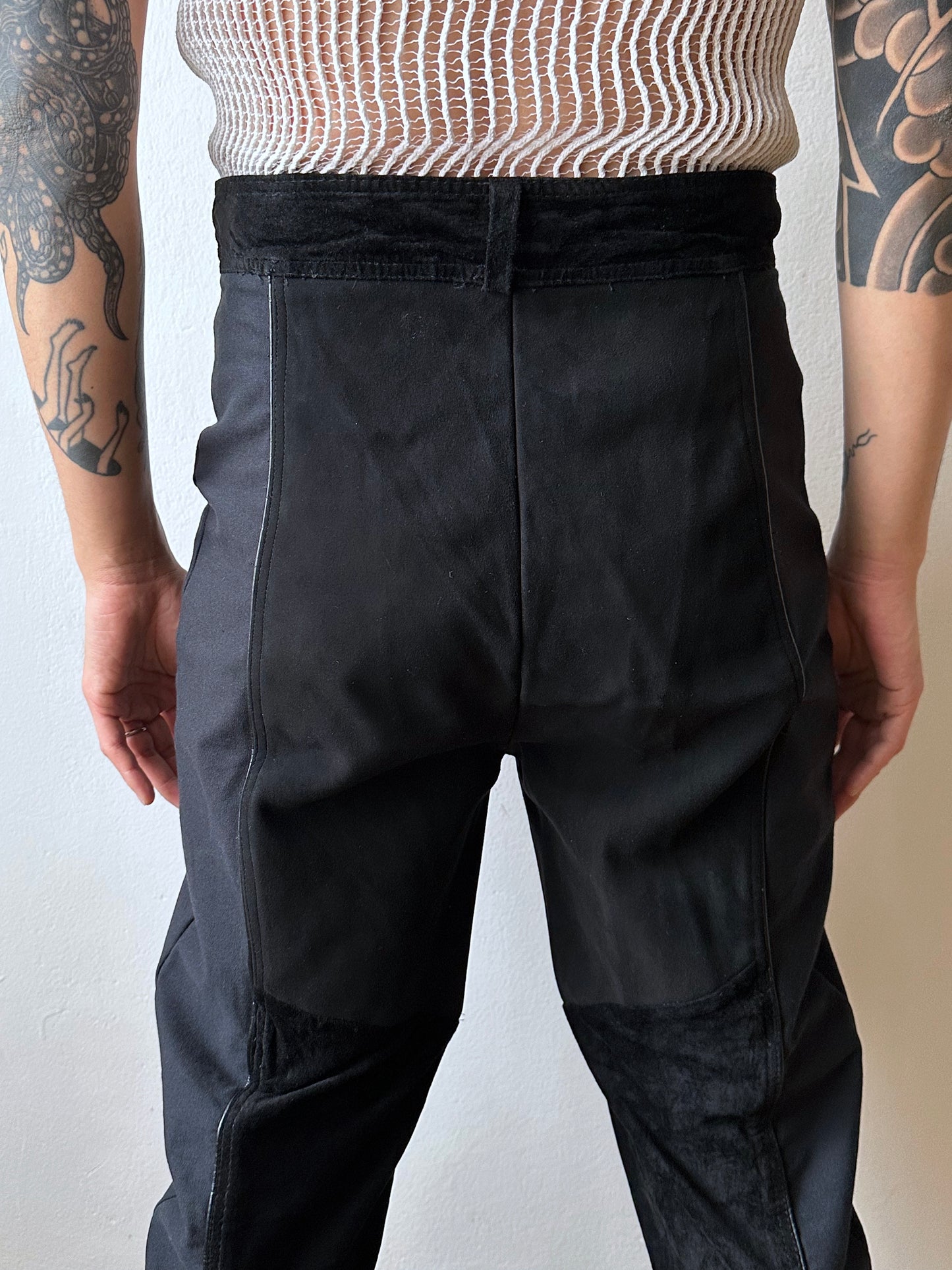 90s Dino’z Leather panelled trousers - w31