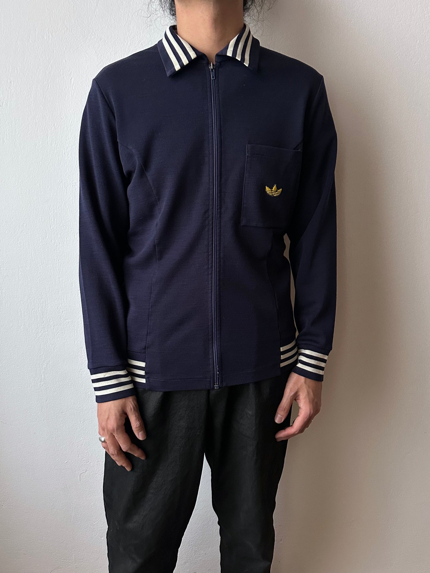 1970's Adidas Schwahn jacket 70年代 アディダス Navy 紺色 Made in West germany 西ドイツ製 Toto Praha Vintage clothing store Antique shop Prague 古着屋 アンティークショップ プラハ ユーロ古着  ヨーロッパ古着 古着卸 showroom ショールーム 予約制