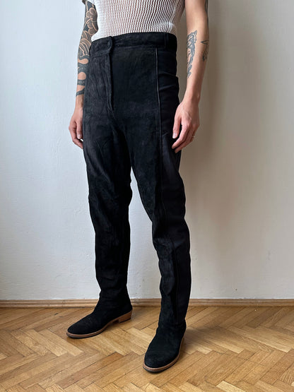 90s Dino’z Leather panelled trousers - w31