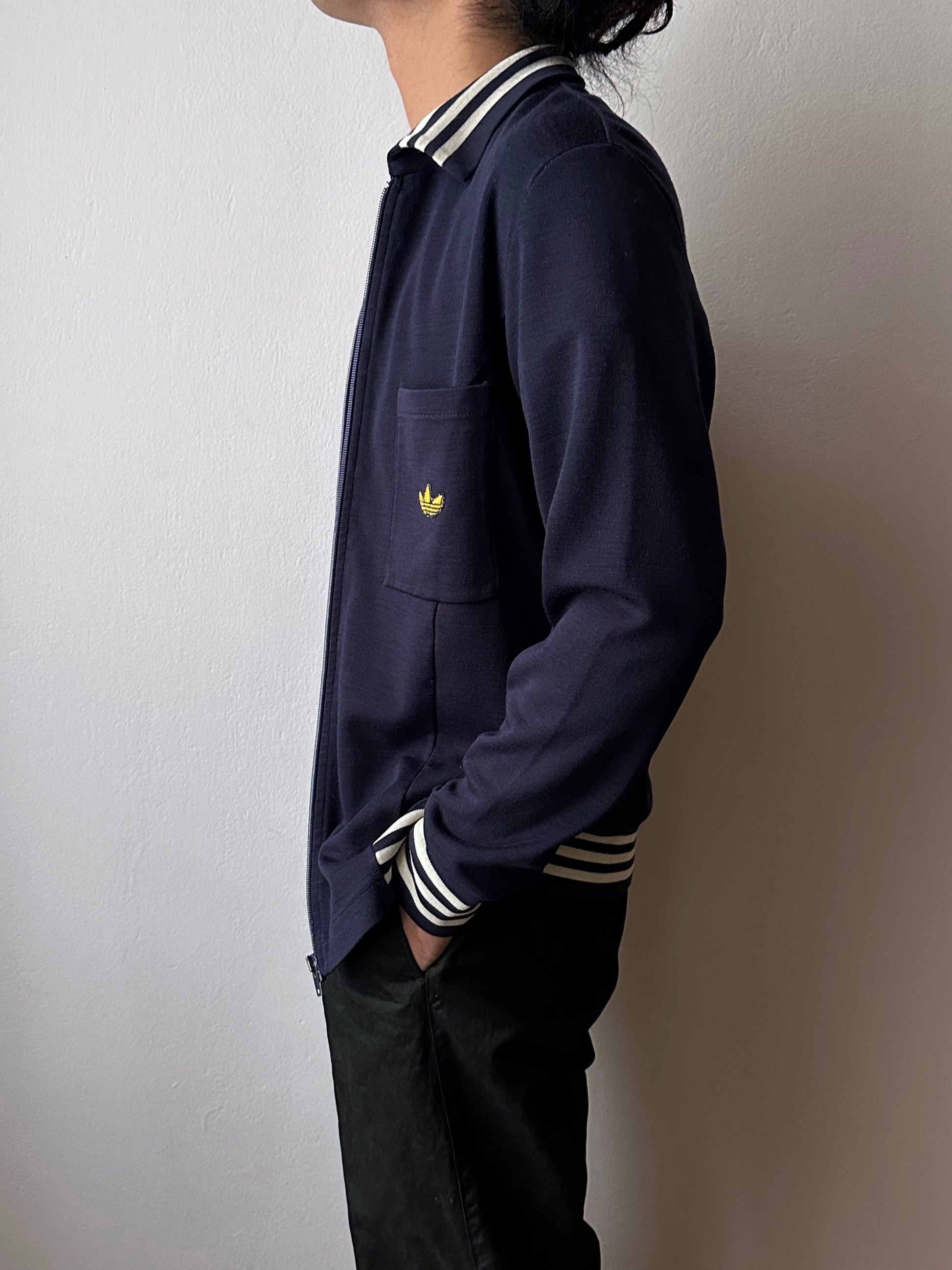 1970's Adidas Schwahn jacket 70年代 アディダス Navy 紺色 Made in West germany 西ドイツ製 Toto Praha Vintage clothing store Antique shop Prague 古着屋 アンティークショップ プラハ ユーロ古着  ヨーロッパ古着 古着卸 showroom ショールーム 予約制