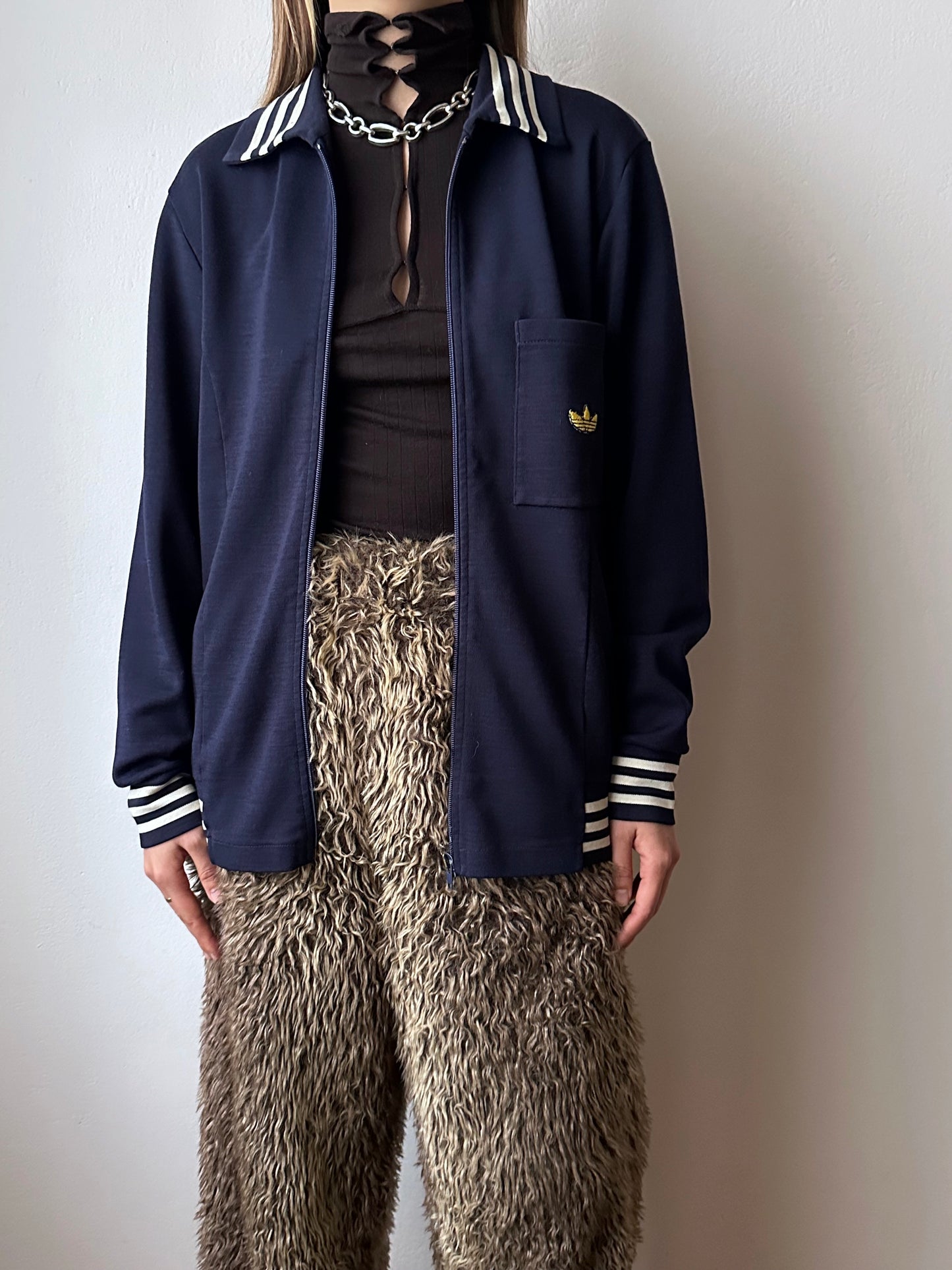 1970's Adidas Schwahn jacket 70年代 アディダス Navy 紺色 Made in West germany 西ドイツ製 Toto Praha Vintage clothing store Antique shop Prague 古着屋 アンティークショップ プラハ ユーロ古着  ヨーロッパ古着 古着卸 showroom ショールーム 予約制