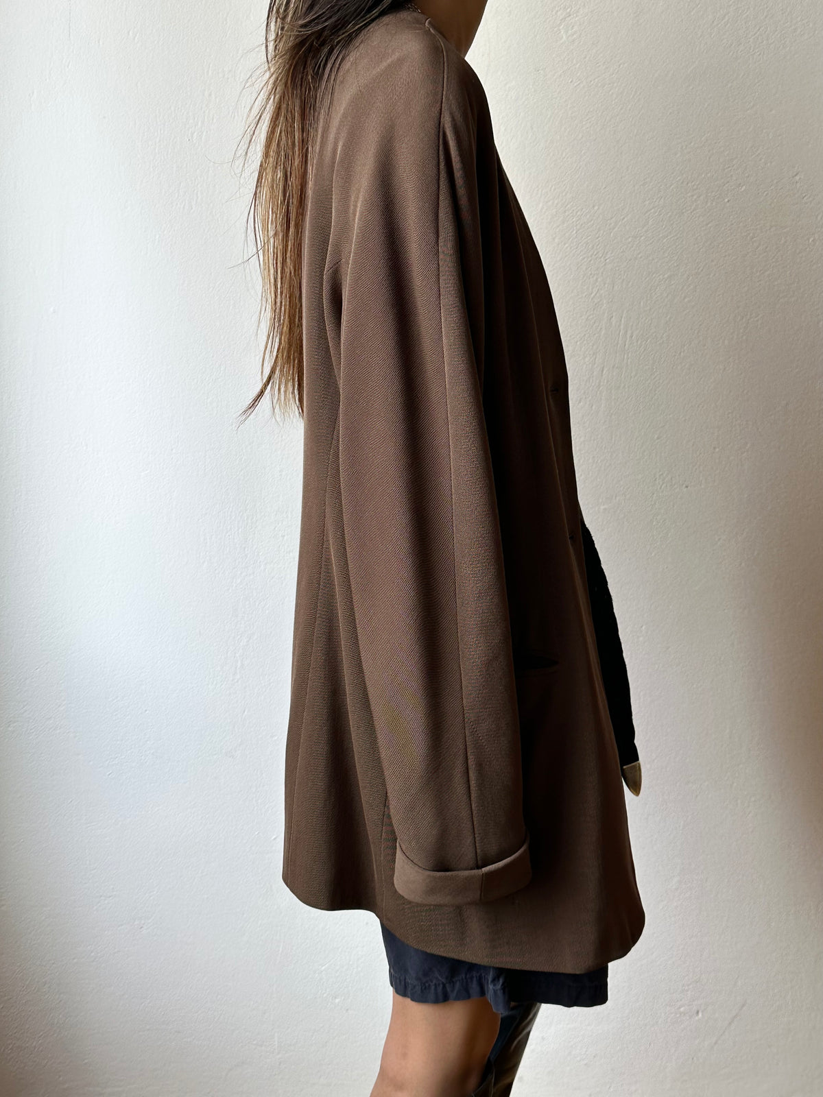 1980s JIL SANDER wool silk collarless jacket