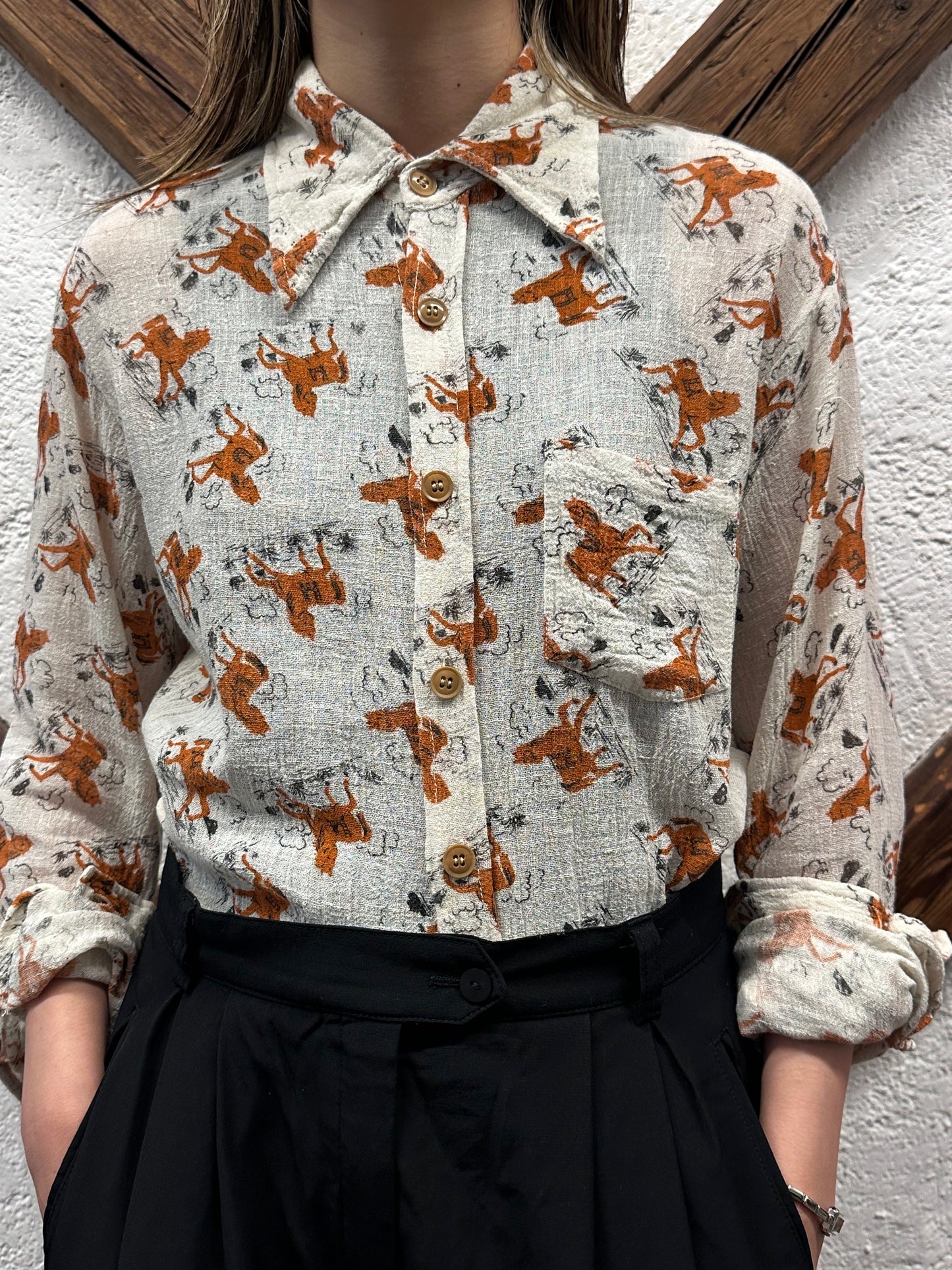 70's 70年代 Shirt Toto Praha Vintage clothing store Antique shop Prague 古着屋 アンティークショップ プラハ ユーロ古着  ヨーロッパ古着 古着卸 