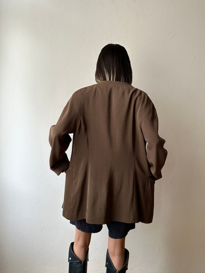 1980s JIL SANDER wool silk collarless jacket