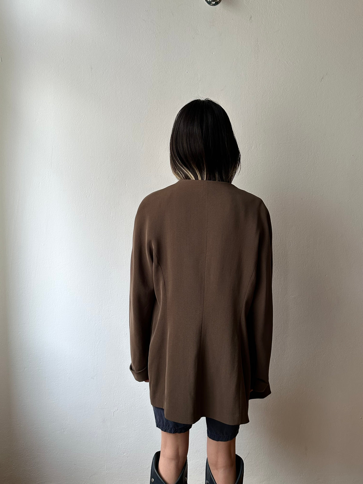 1980s JIL SANDER wool silk collarless jacket
