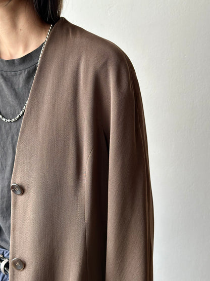 1980s JIL SANDER wool silk collarless jacket
