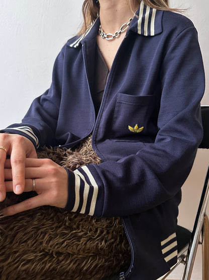 1970's Adidas Schwahn jacket 70年代 アディダス Navy 紺色 Made in West germany 西ドイツ製 Toto Praha Vintage clothing store Antique shop Prague 古着屋 アンティークショップ プラハ ユーロ古着  ヨーロッパ古着 古着卸 showroom ショールーム 予約制