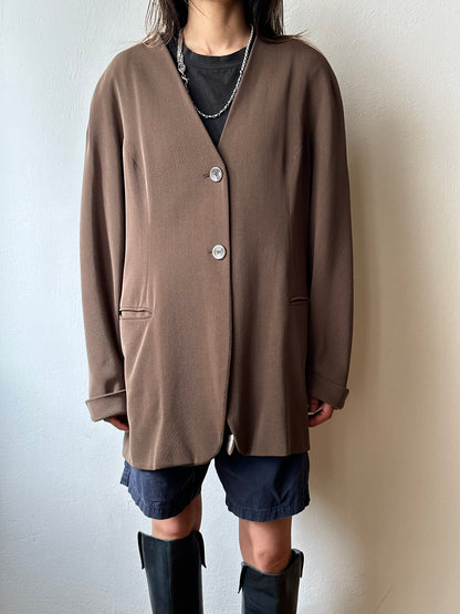 1980s JIL SANDER wool silk collarless jacket