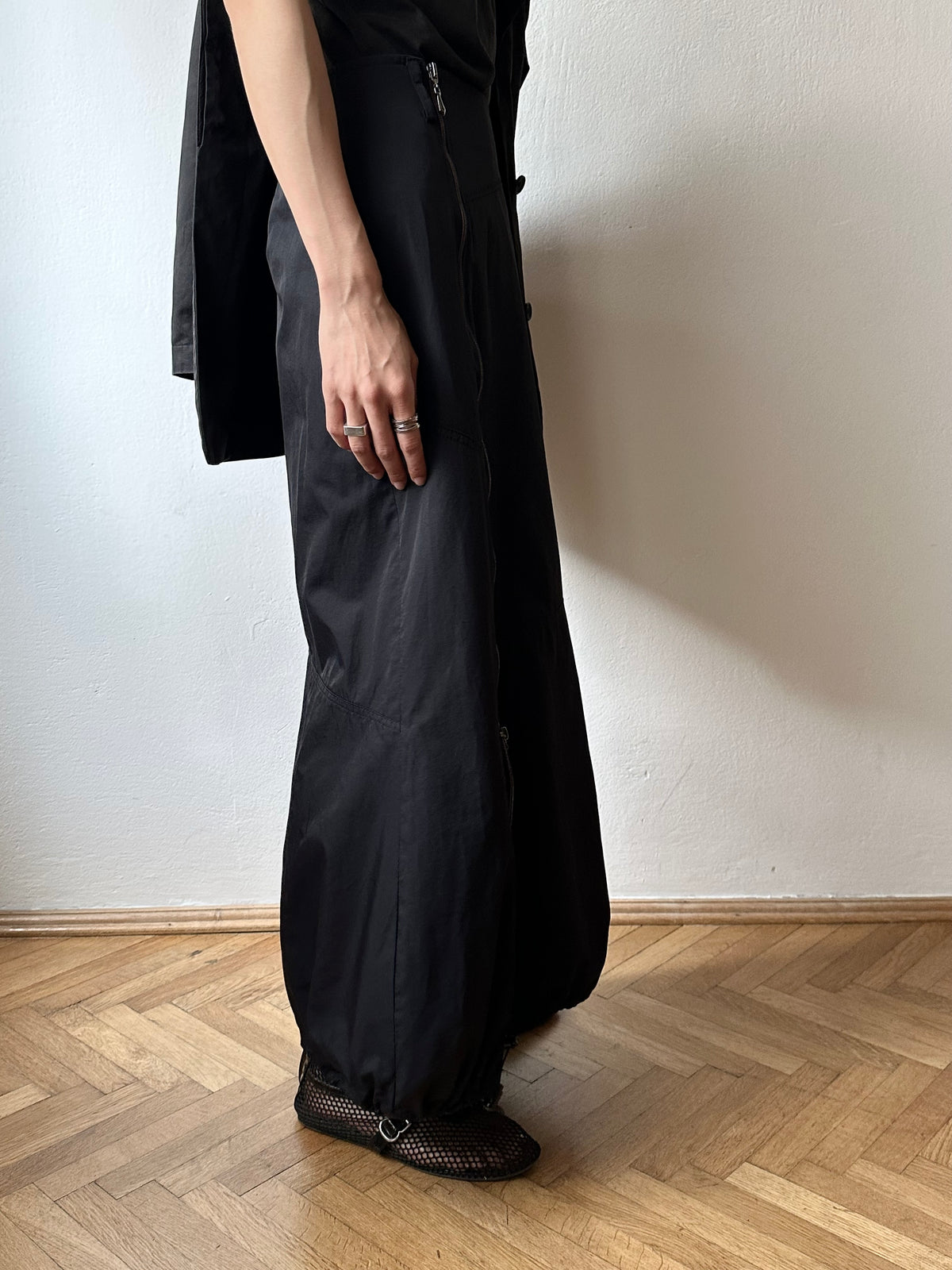 French cotton nylon double zip skirt W27-28