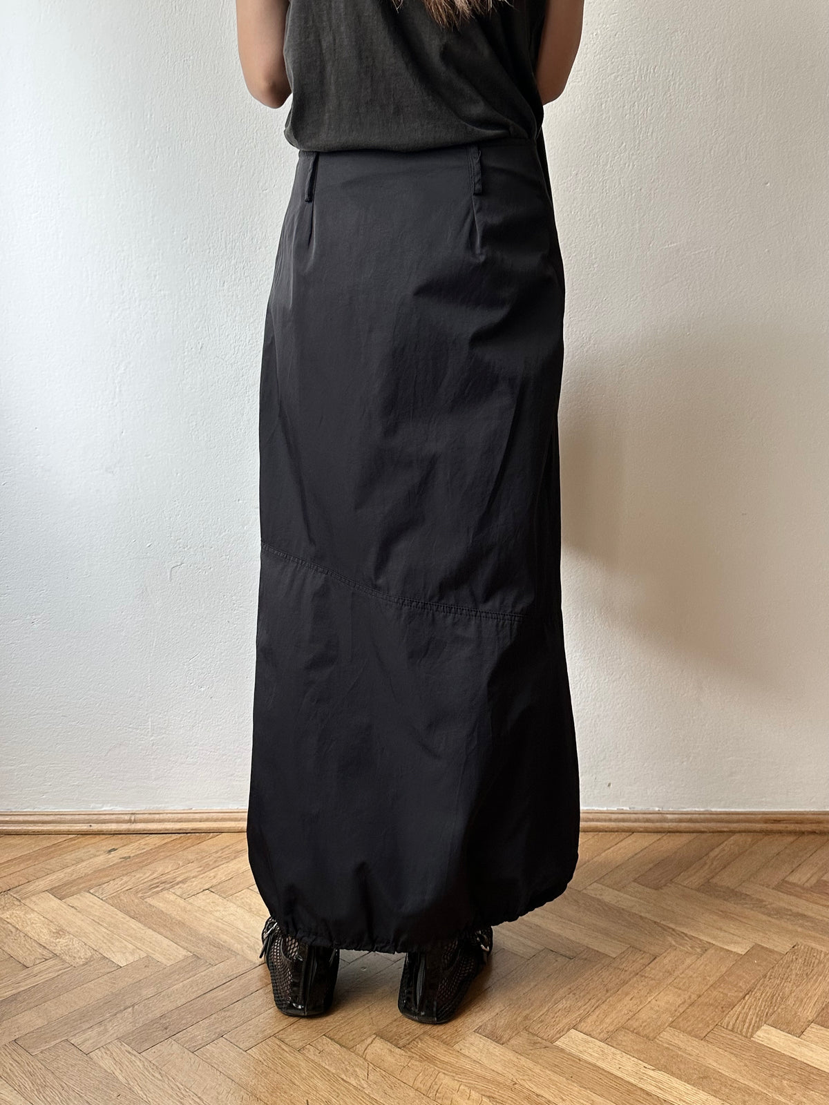 French cotton nylon double zip skirt W27-28