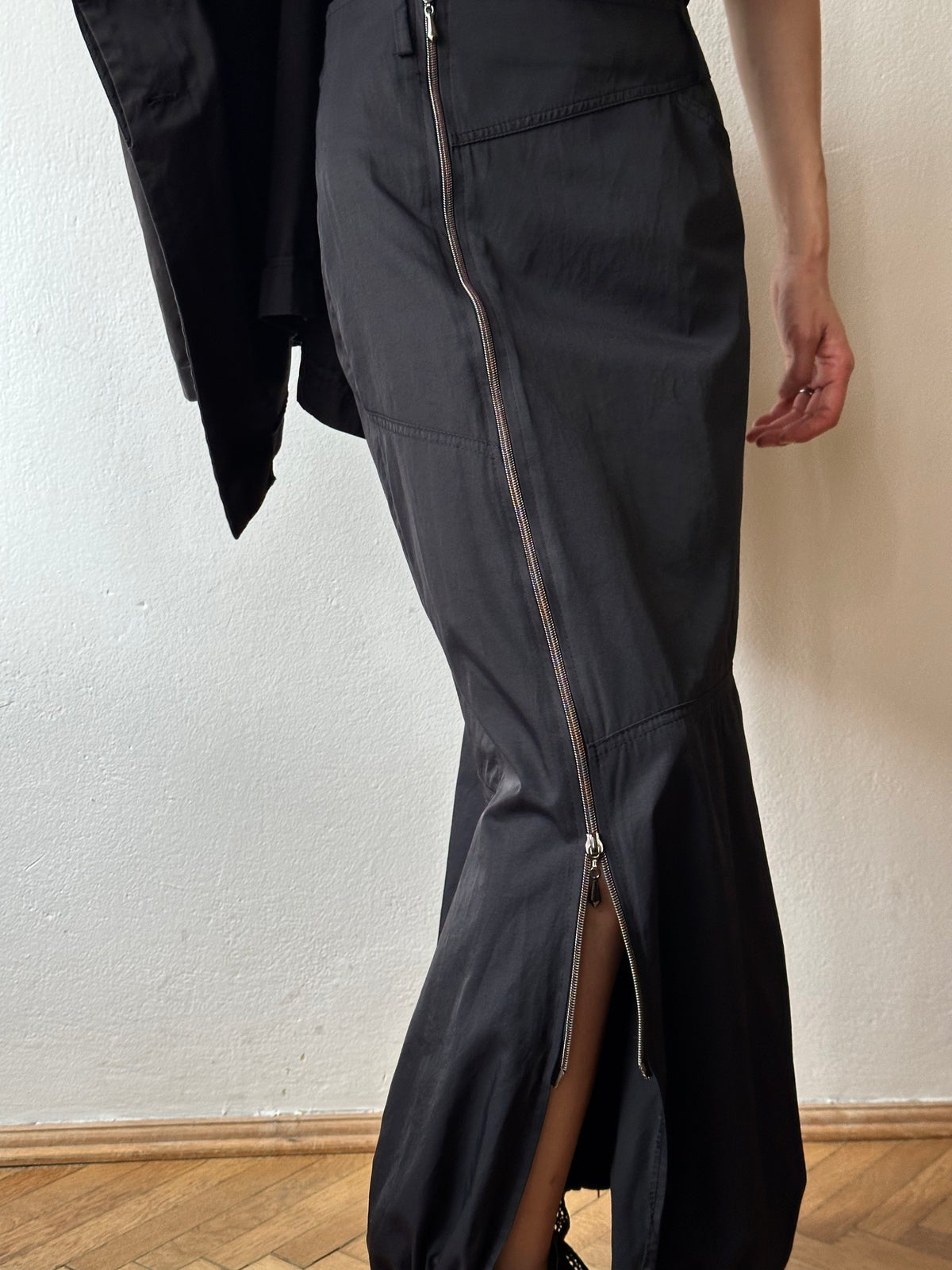 French cotton nylon double zip skirt W27-28