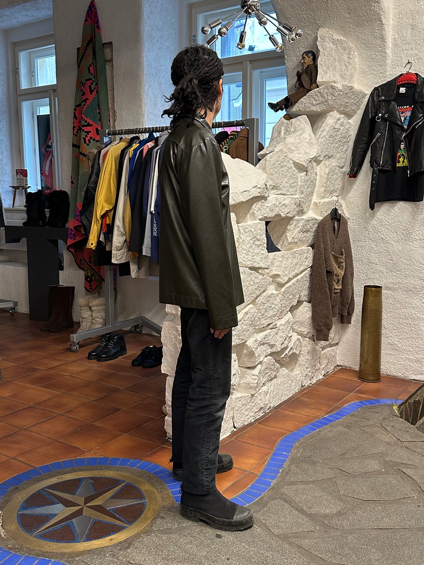 Leather pullover smock レザー スモック プルオーバー Toto Vintage store Vintage clothing Praha Prague プラハ 古着屋 古着 ユーロ古着 ヨーロッパ古着 古着卸 フランス買い付け