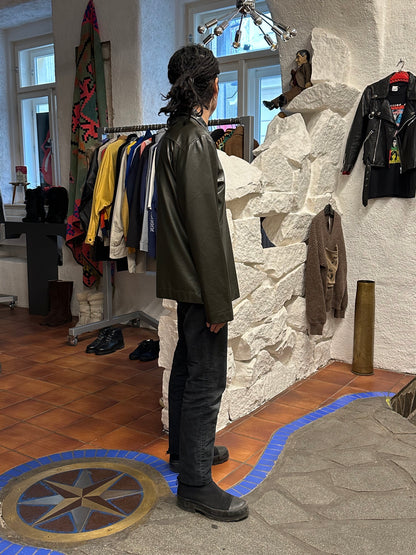 Leather pullover smock レザー スモック プルオーバー Toto Vintage store Vintage clothing Praha Prague プラハ 古着屋 古着 ユーロ古着 ヨーロッパ古着 古着卸 フランス買い付け