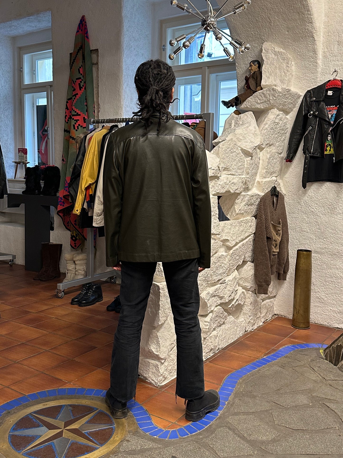 Leather pullover smock レザー スモック プルオーバー Toto Vintage store Vintage clothing Praha Prague プラハ 古着屋 古着 ユーロ古着 ヨーロッパ古着 古着卸 フランス買い付け