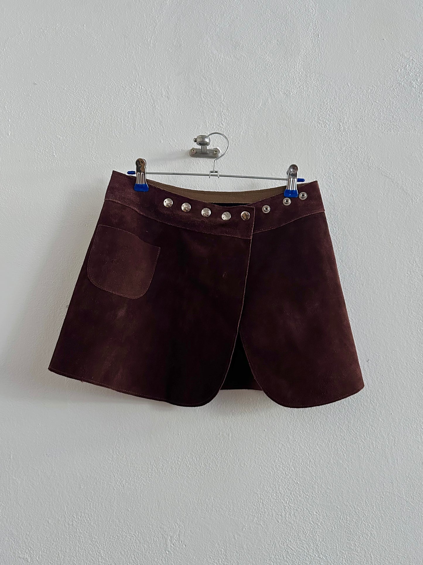70s suede wrap skirt