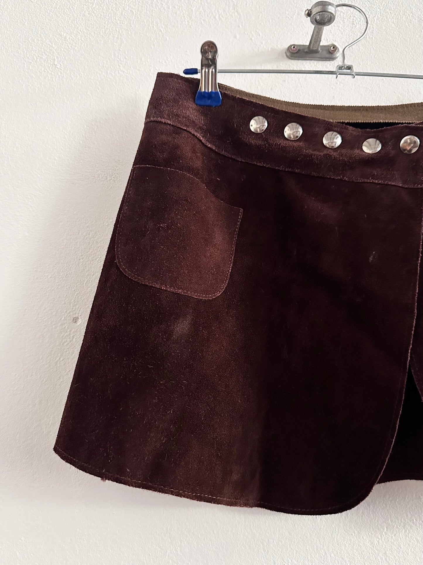 70s suede wrap skirt
