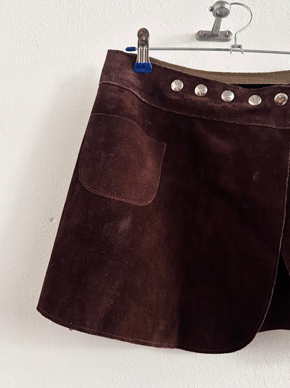 70s suede wrap skirt