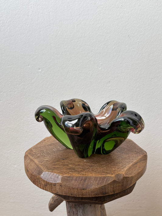 60s Czechoslovakia glass heavy bowl