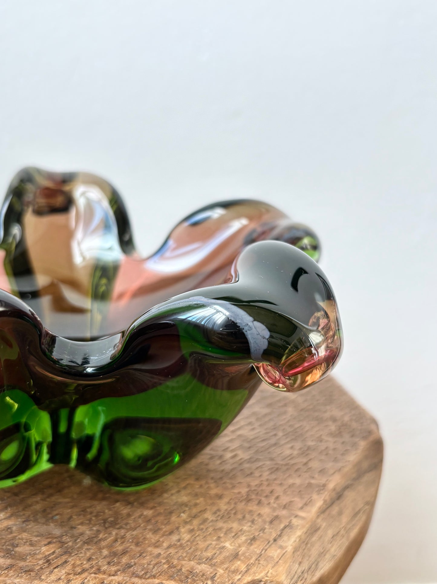 60s Czechoslovakia glass heavy bowl