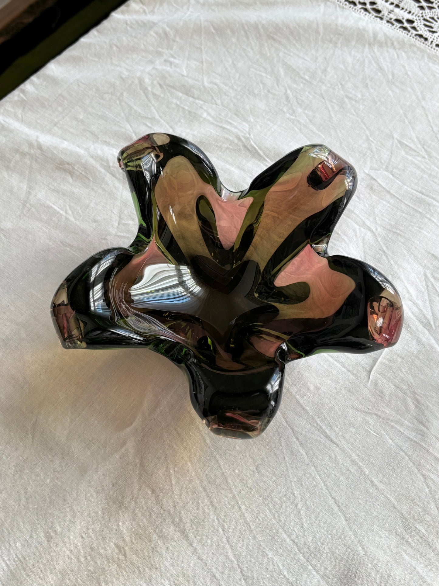 60s Czechoslovakia glass heavy bowl