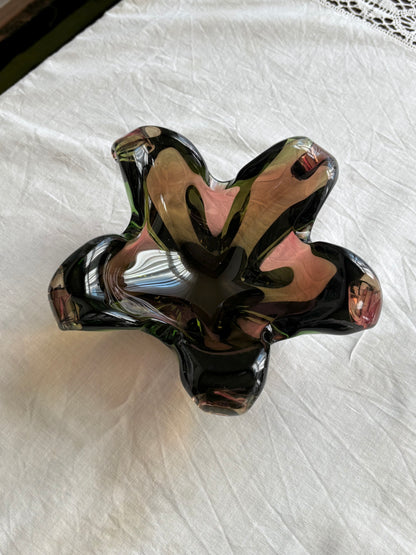 60s Czechoslovakia glass heavy bowl