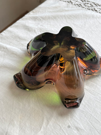 60s Czechoslovakia glass heavy bowl