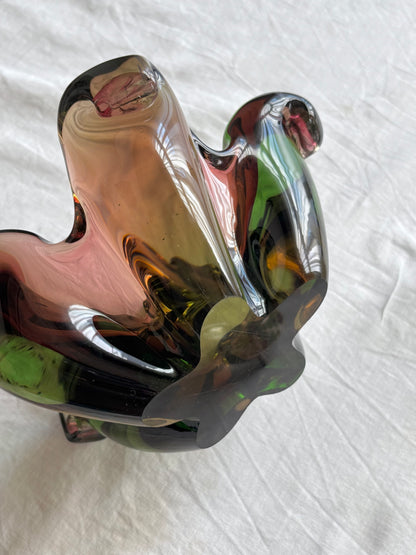 60s Czechoslovakia glass heavy bowl