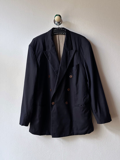 1990's HUGO BOSS navy double breasted blazer 90's Vintage Toto Praha Antique shop Vintage clothing store 古着屋 ユーロ古着 ヨーロッパ古着