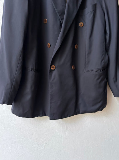 1990's HUGO BOSS navy double breasted blazer 90's Vintage Toto Praha Antique shop Vintage clothing store 古着屋 ユーロ古着 ヨーロッパ古着