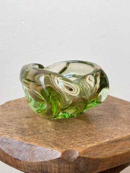Mid-century Czechoslovakia glass candy pot