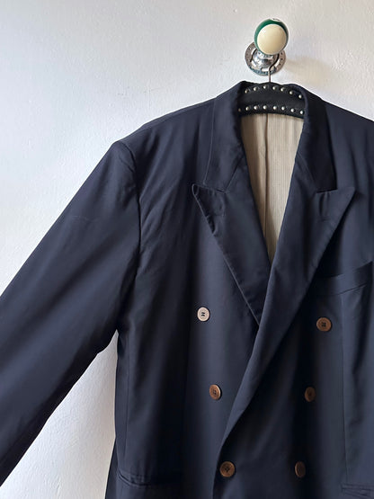 1990's HUGO BOSS navy double breasted blazer 90's Vintage Toto Praha Antique shop Vintage clothing store 古着屋 ユーロ古着 ヨーロッパ古着