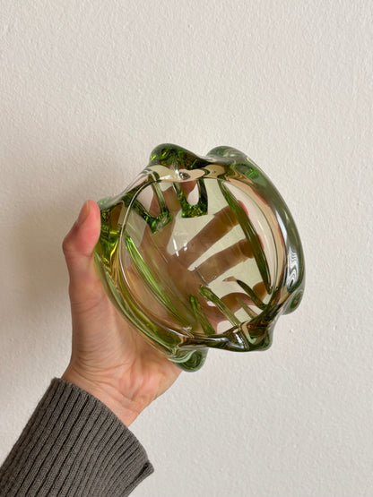 Mid-century Czechoslovakia glass candy pot