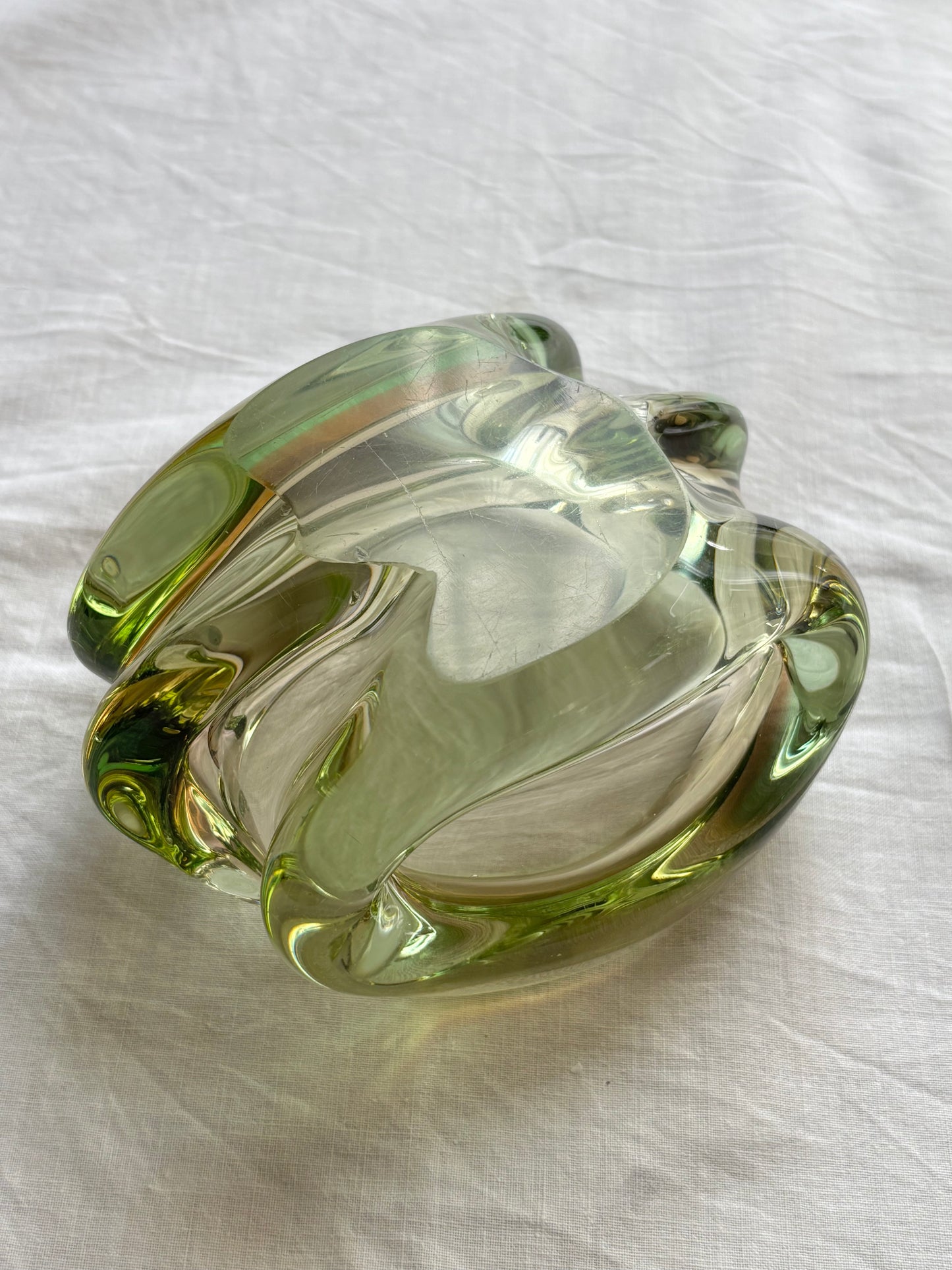 Mid-century Czechoslovakia glass candy pot