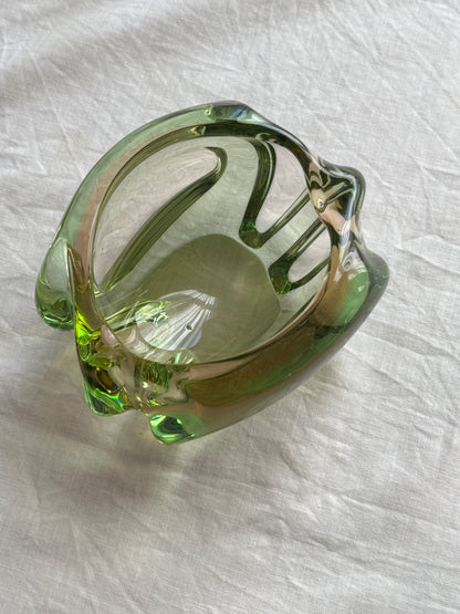 Mid-century Czechoslovakia glass candy pot