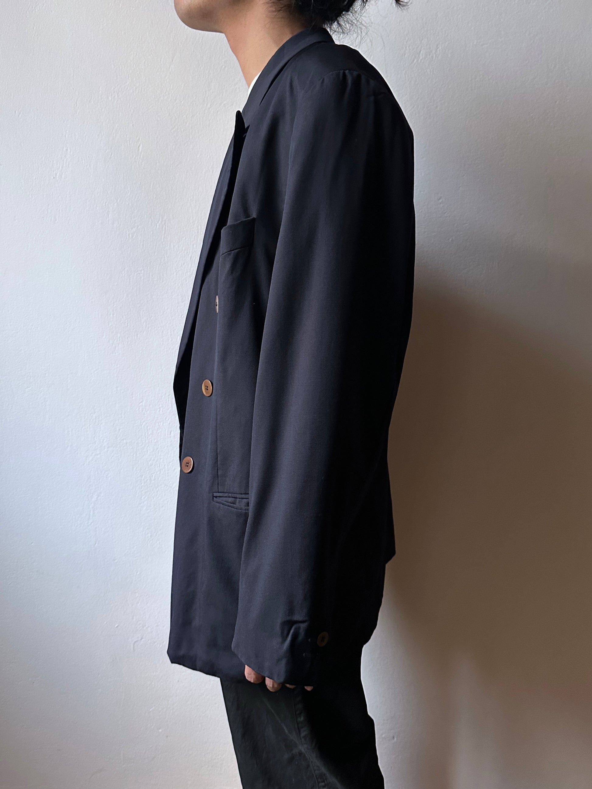 1990's HUGO BOSS navy double breasted blazer 90's Vintage Toto Praha Antique shop Vintage clothing store 古着屋 ユーロ古着 ヨーロッパ古着