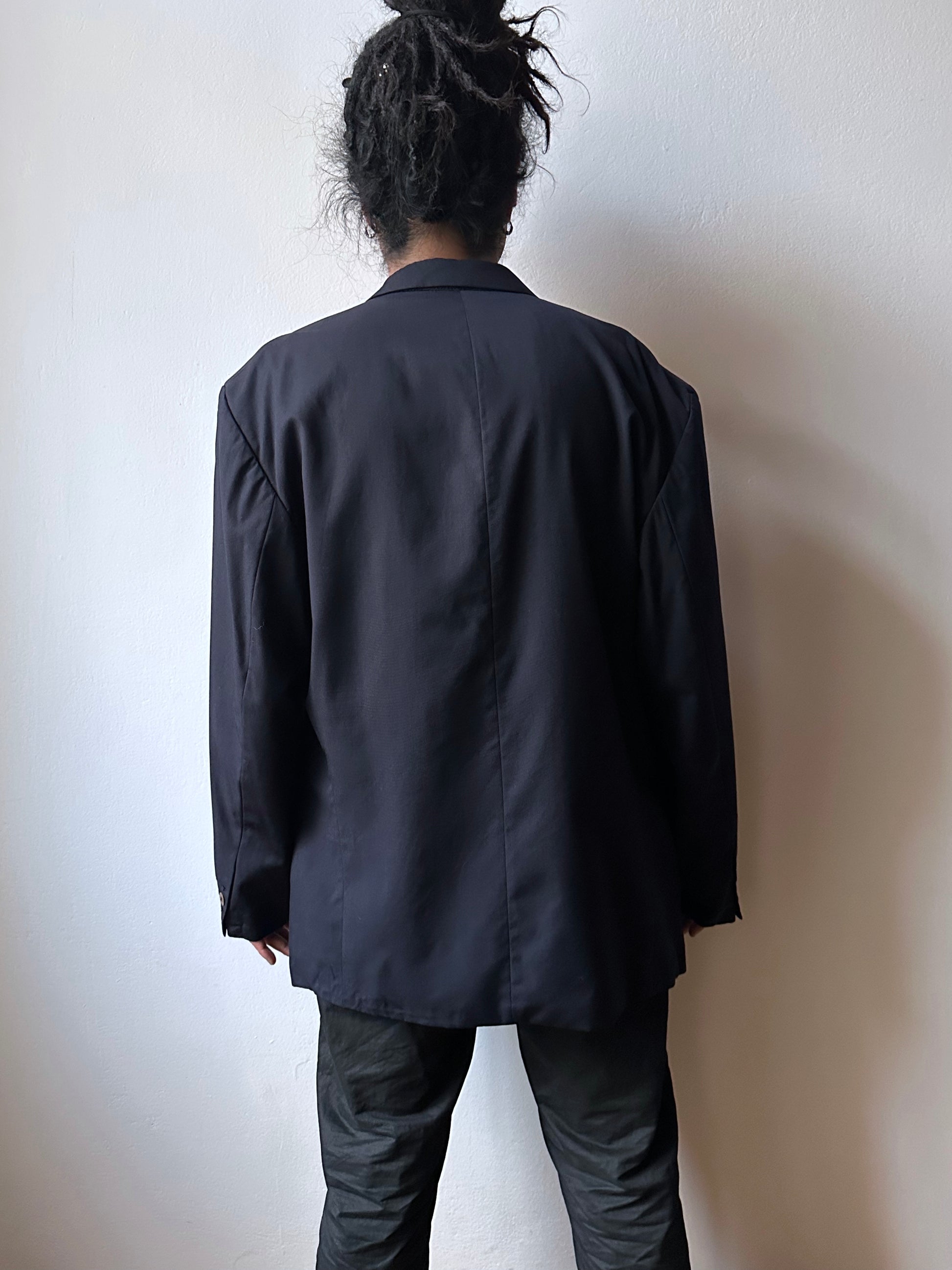 1990's HUGO BOSS navy double breasted blazer 90's Vintage Toto Praha Antique shop Vintage clothing store 古着屋 ユーロ古着 ヨーロッパ古着