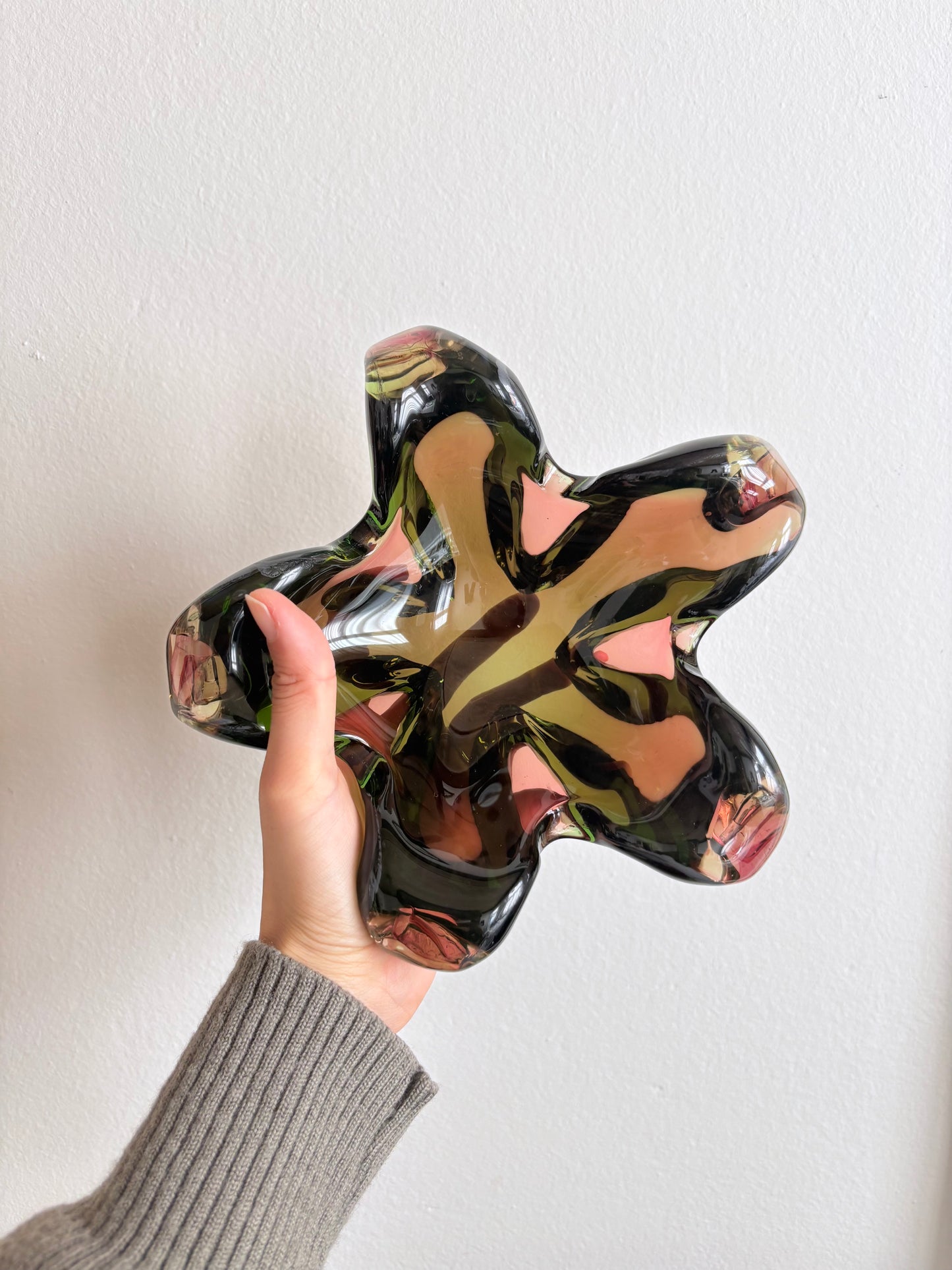 60s Czechoslovakia glass heavy bowl