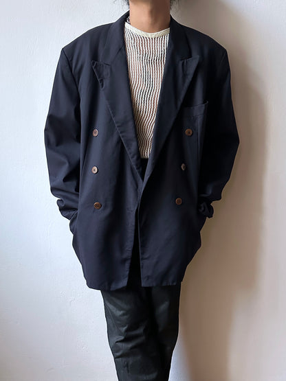 1990's HUGO BOSS navy double breasted blazer 90's Vintage Toto Praha Antique shop Vintage clothing store 古着屋 ユーロ古着 ヨーロッパ古着